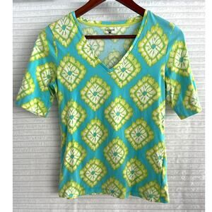 Women's Jones New York Sport V Neck Top Size Small Cotton Blend Three Quarter